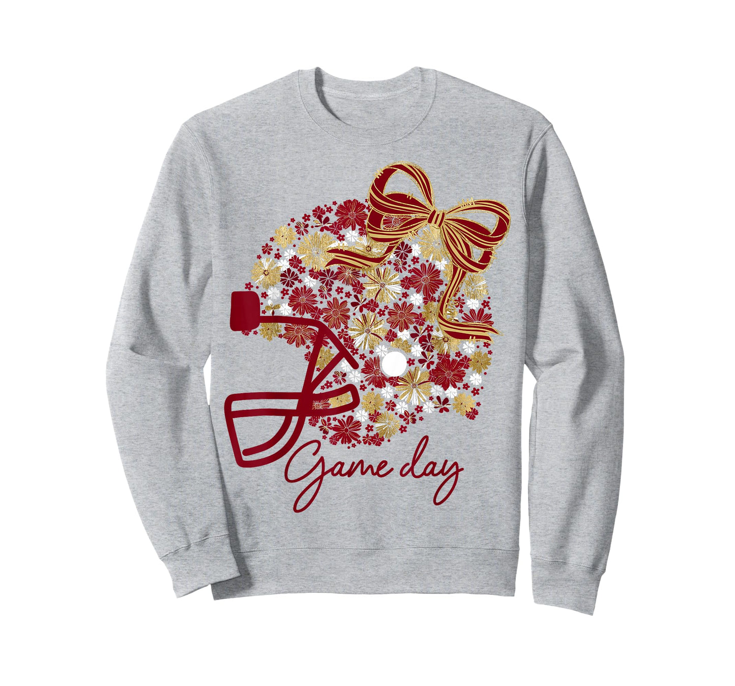 Floral Football Game Day Girly Team Spirit Burgundy & Gold T-Shirt