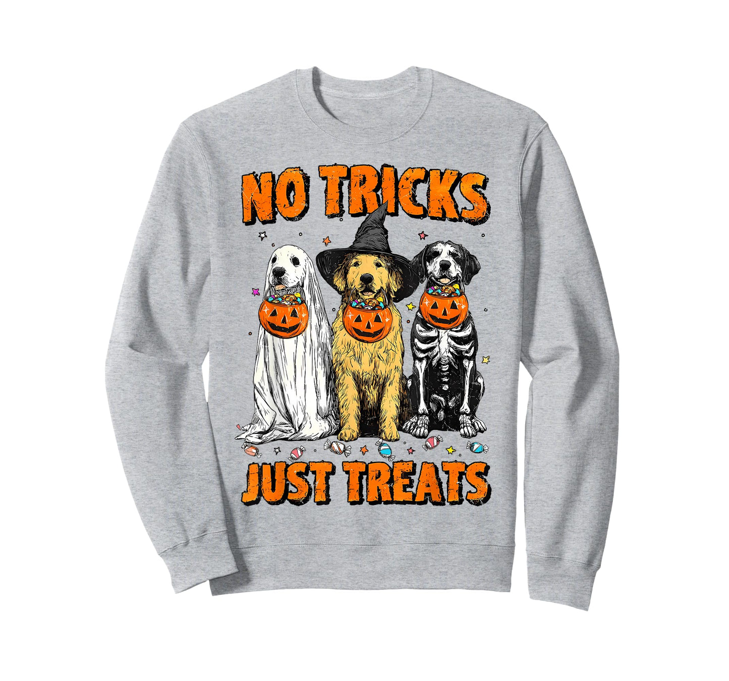 Vintage No Tricks Just Treats Halloween Dogs Dog Mama T-Shirt