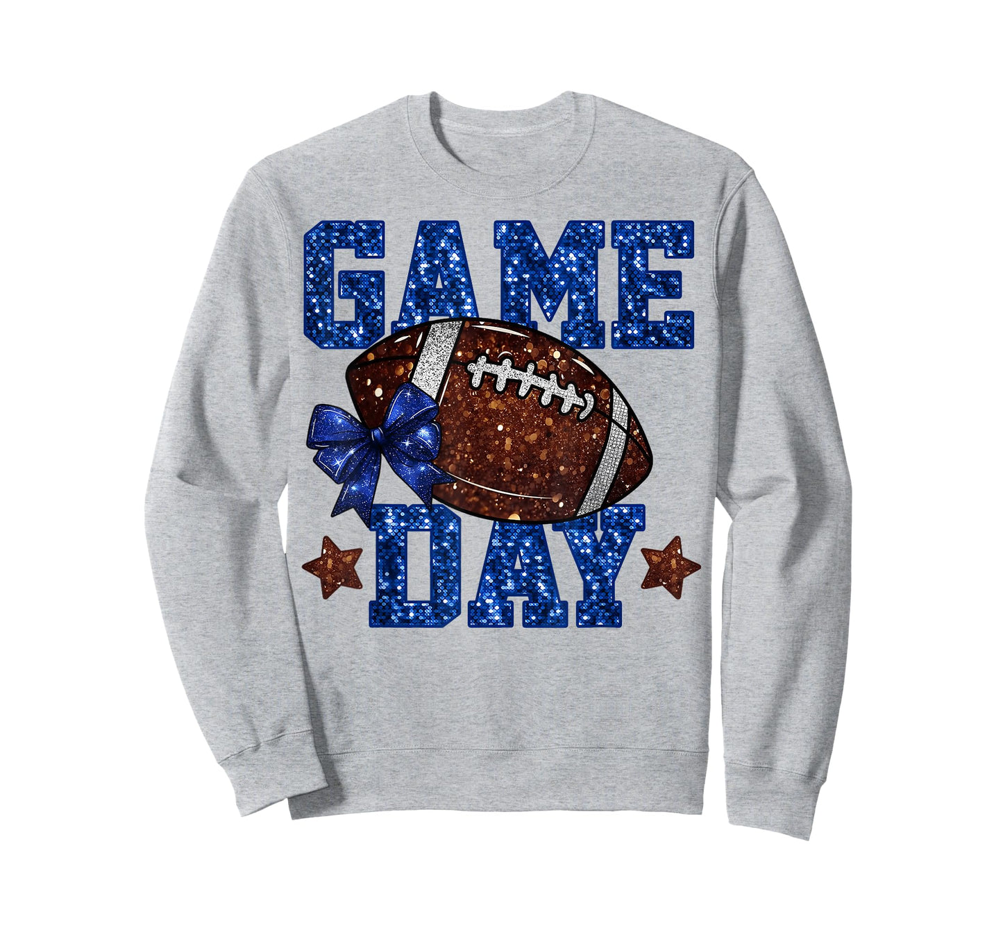 Game Day Football Blue Coquette Bow Team Spirit Touchdown T-Shirt