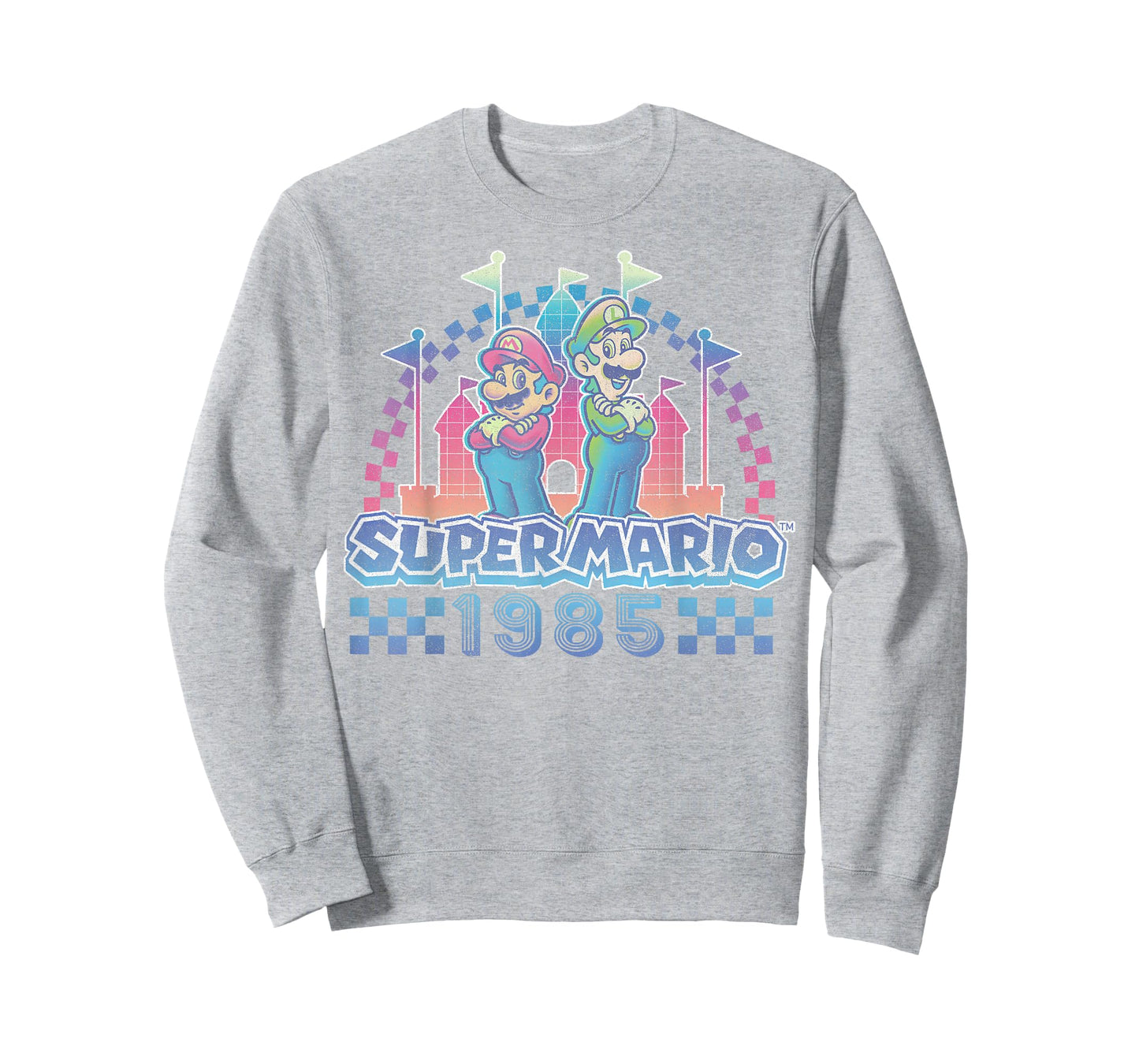 Super Mario Bros Retro Rainbow 1985 Vintage Race Track Duo T-Shirt