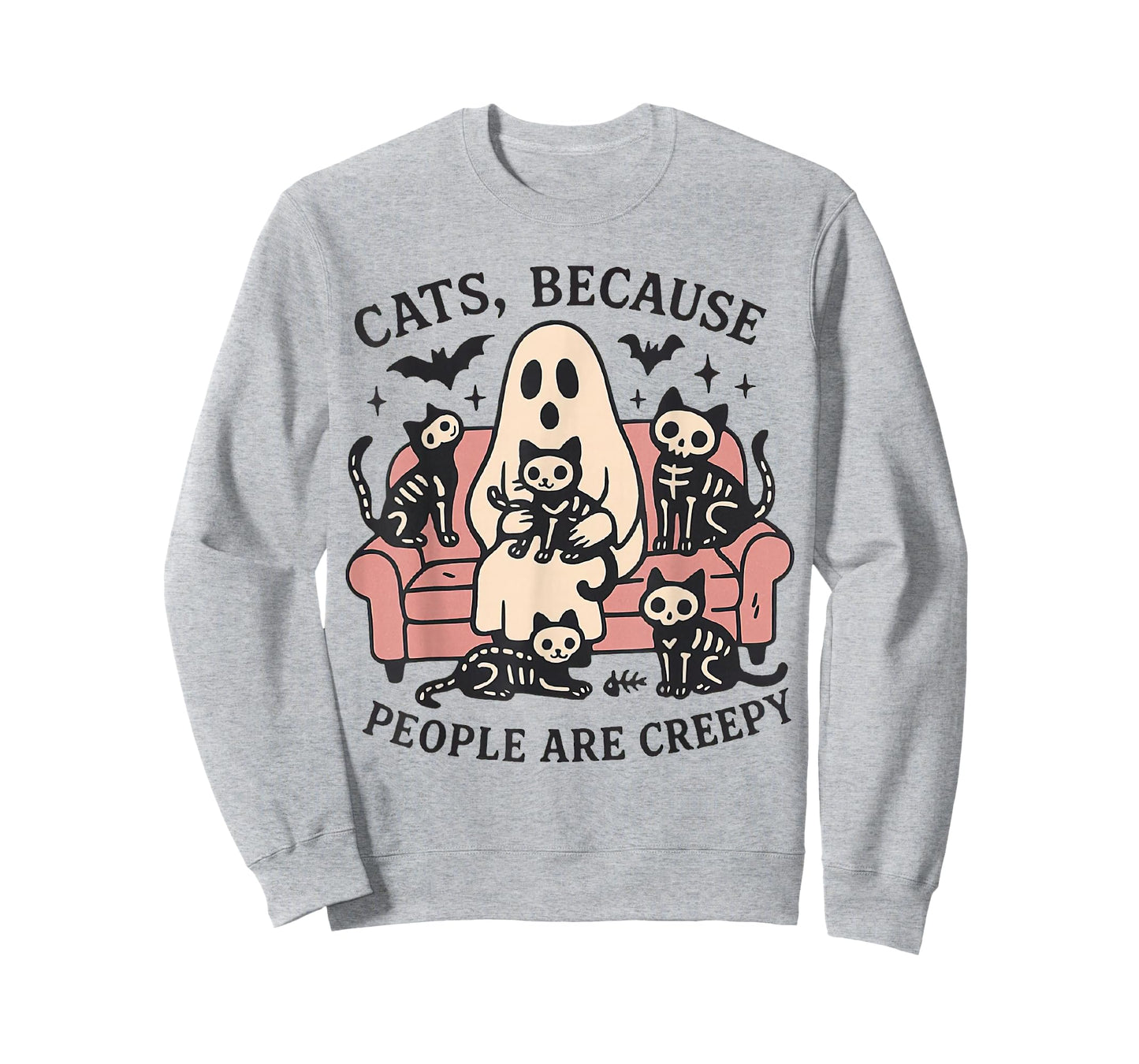 Cats Because People are Creepy Ghost Halloween Cat Mom T-Shirt