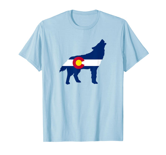 Colorado Flag Wolf Howling T-Shirt