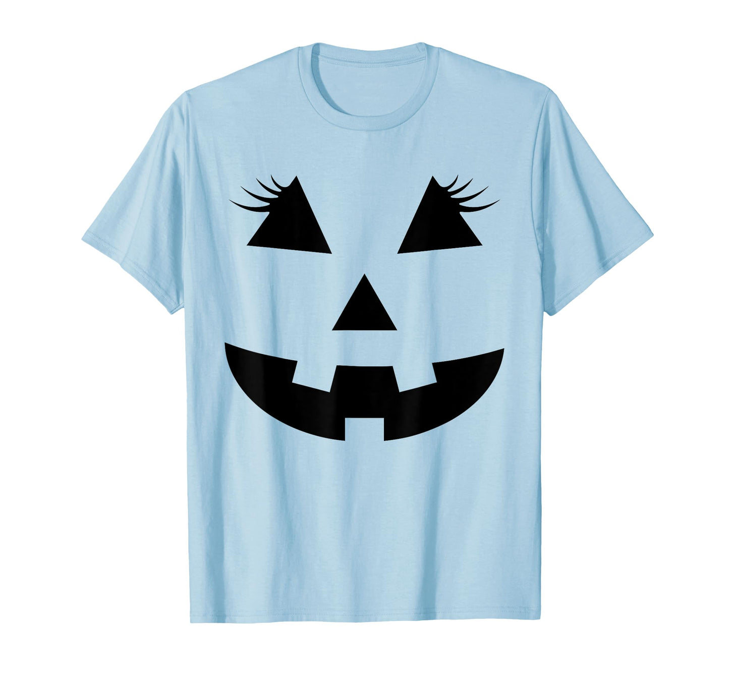 Jack O Lantern Face Pumpkin Eyelashes Hallowen Costume Funny T-Shirt