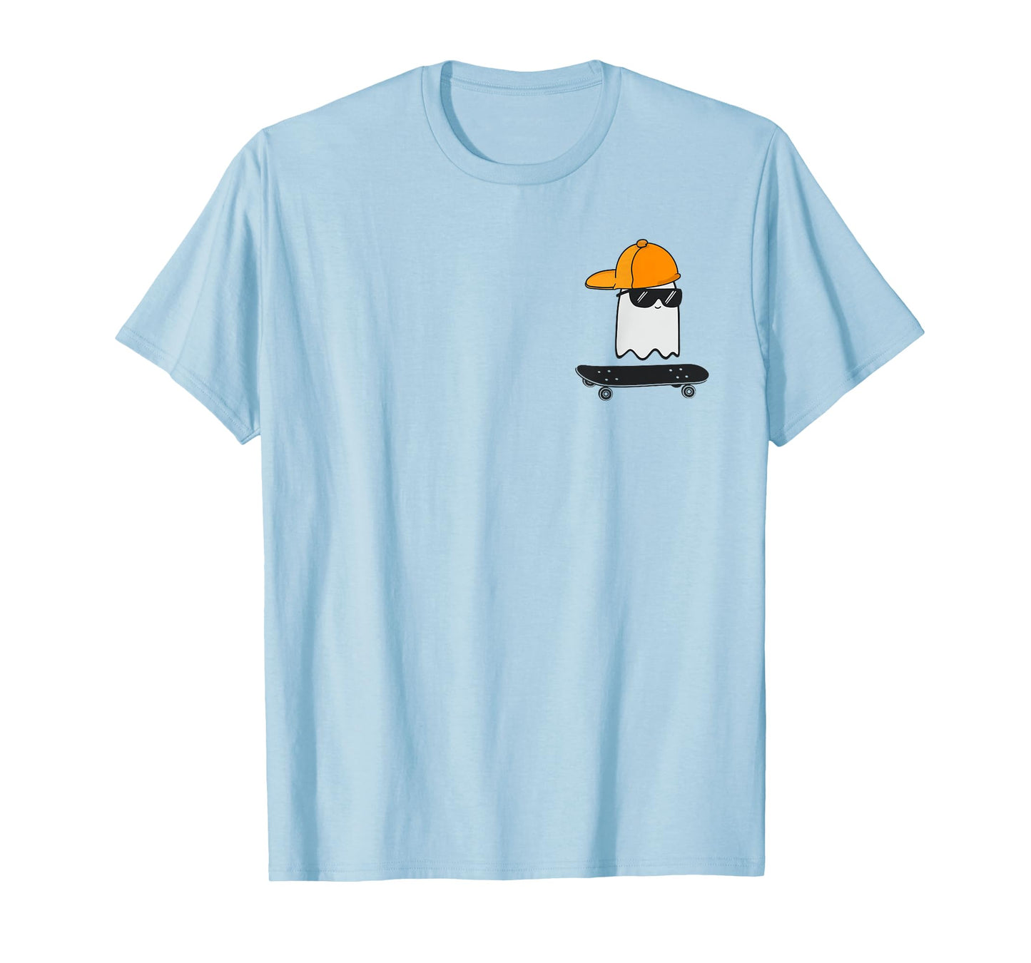 Ghost Skateboarding Lazy Halloween Costume Funny Skateboard T-Shirt
