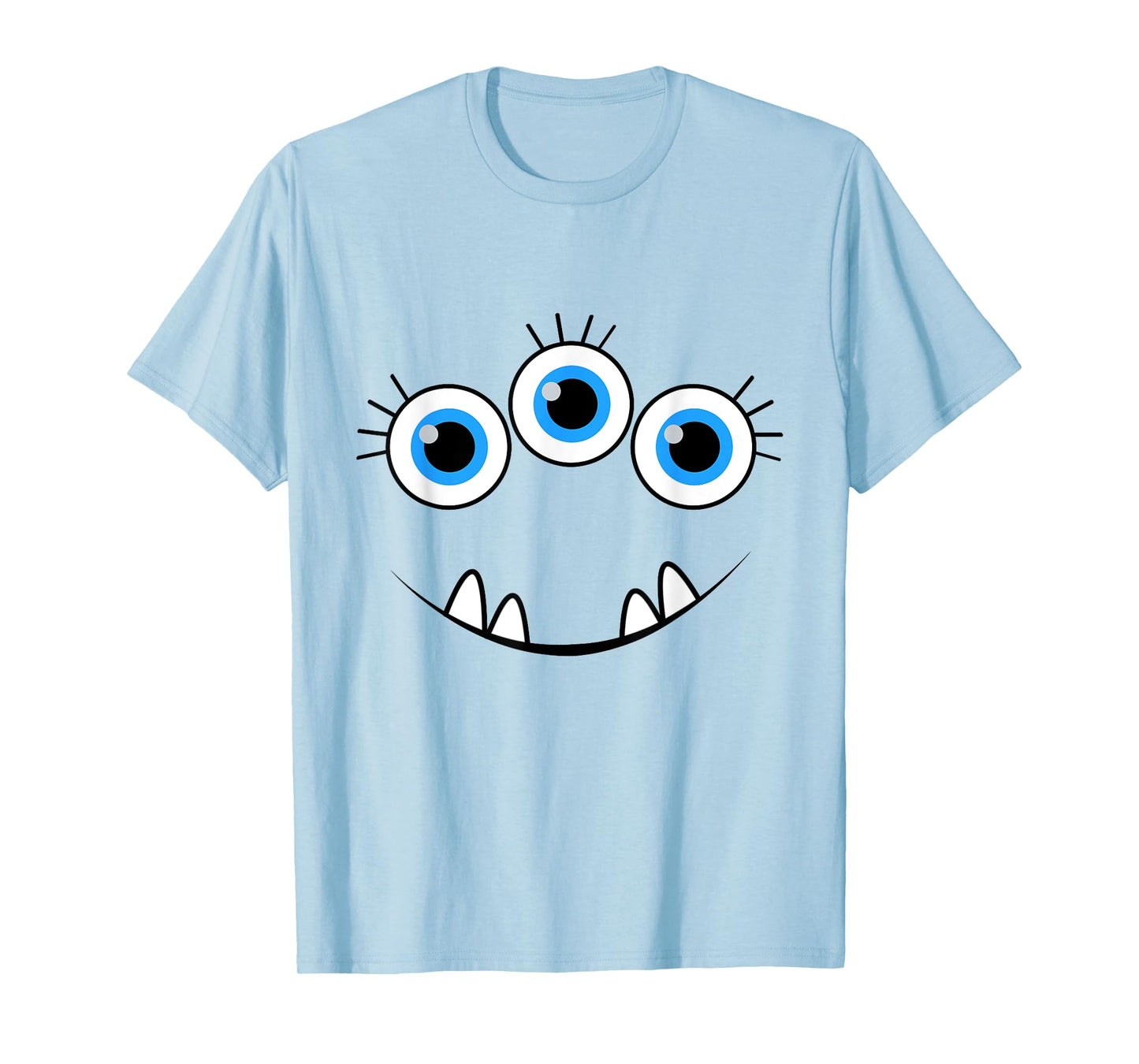 Three Eyed Eyeballs Monster Face Funny Halloween Cute T-Shirt