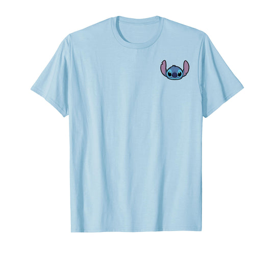 Disney Lilo & Stitch Cute Stitch Face Small Pocket Logo T-Shirt