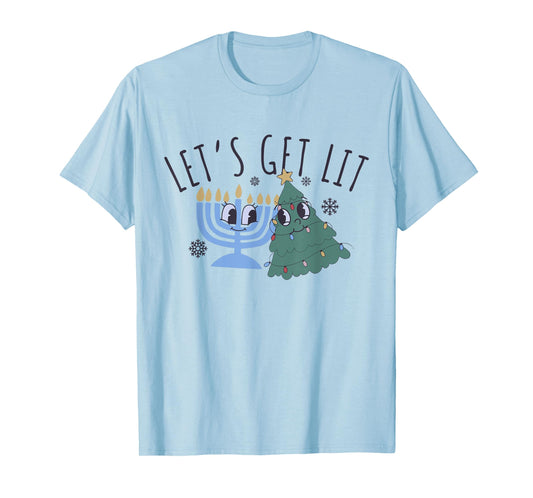 Let's Get Lit Chrismukkah Hanukkah Christmas Matching Family T-Shirt