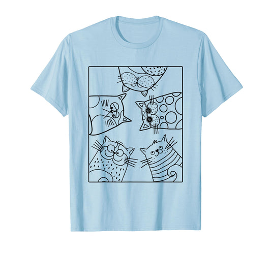 Coloring shirt for kids. Funny cats DIY tshirt to paint on T-Shirt