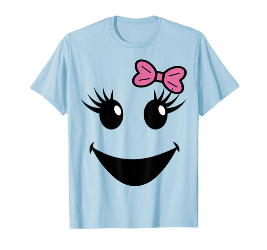 Cute Ghost Face With Bow Eyelashes Halloween Girls T-Shirt