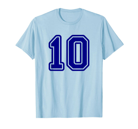 Blue Sports Team Number 10 T-Shirt