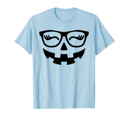 Jack O Lantern Face Pumpkin Glasses Hallowen Costume Nerd T-Shirt