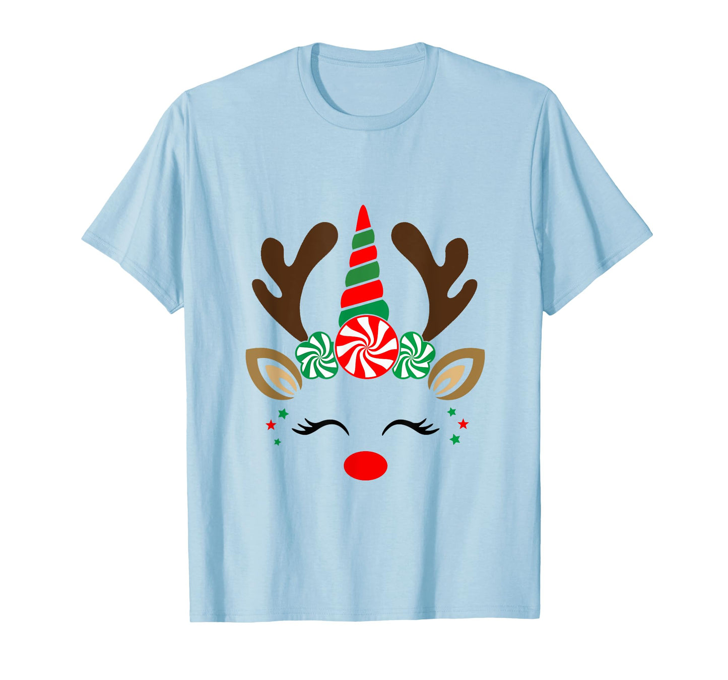 Christmas Reindeer Unicorn Face Cute Unicorn T-Shirt