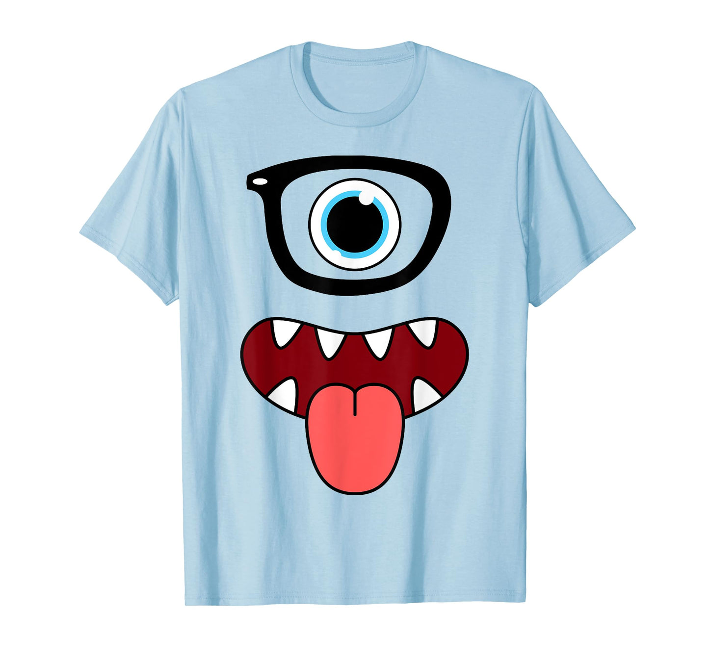 Funny Monster Face Nerd Glasses Costume Birthday Halloween T-Shirt