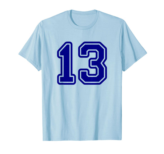 Blue Sports Team Number 13 T-Shirt