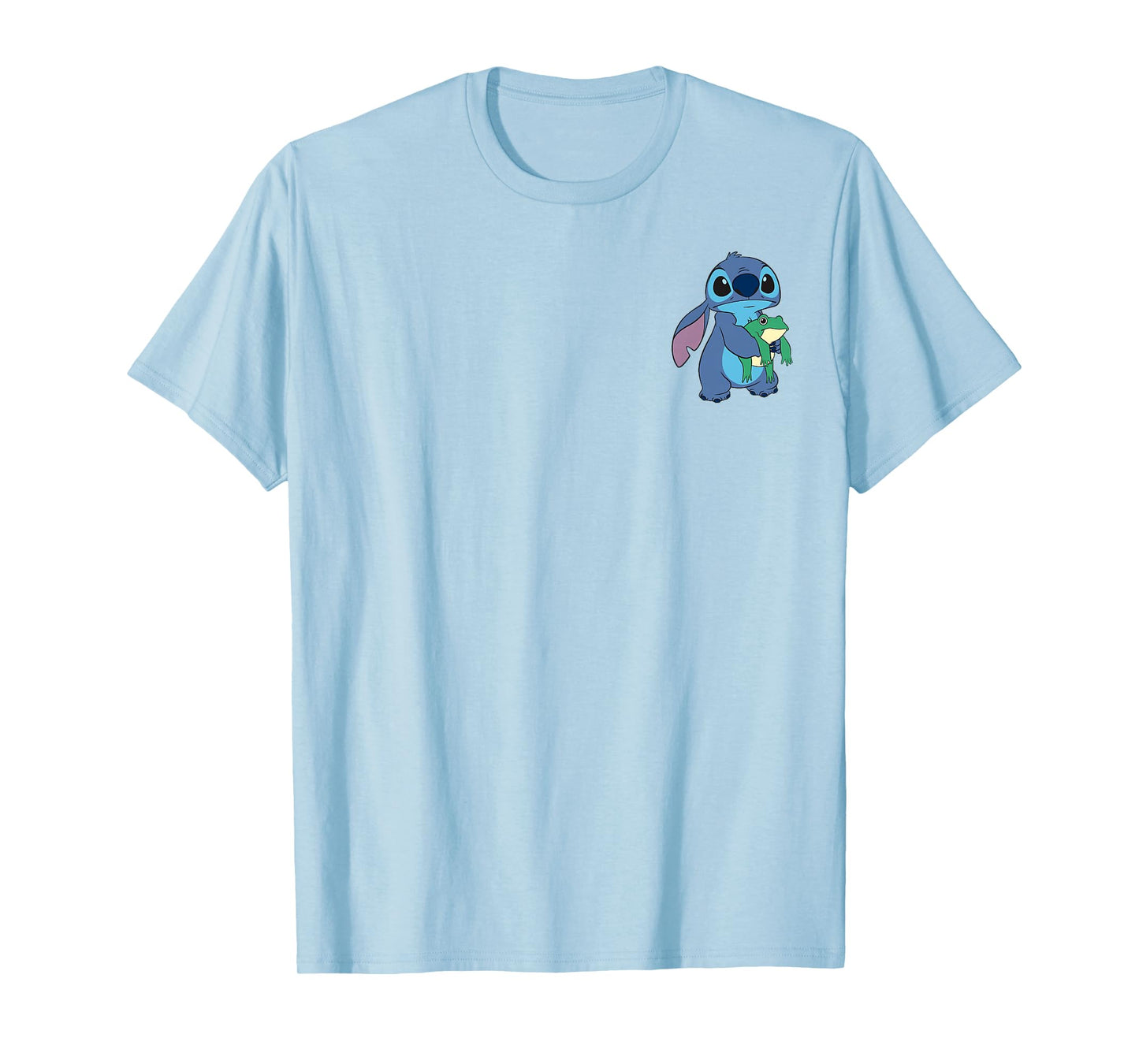Disney Lilo & Stitch Cute Stitch & Frog Small Pocket Logo T-Shirt
