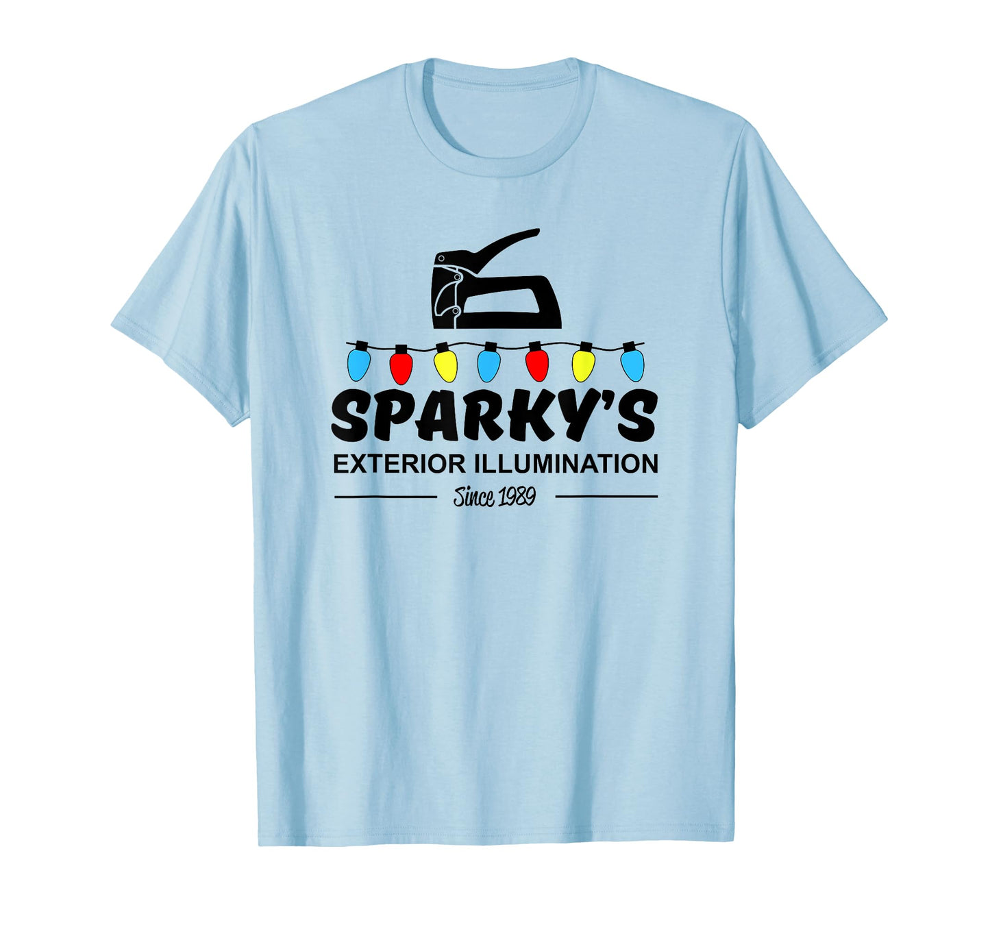 Womens Sparky's Exterior Illumination Christmas Lights t-shirt Large Slate