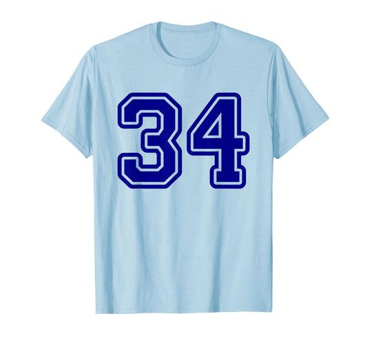 Number #34 Blue Sport Varsity Number 34 T-Shirt