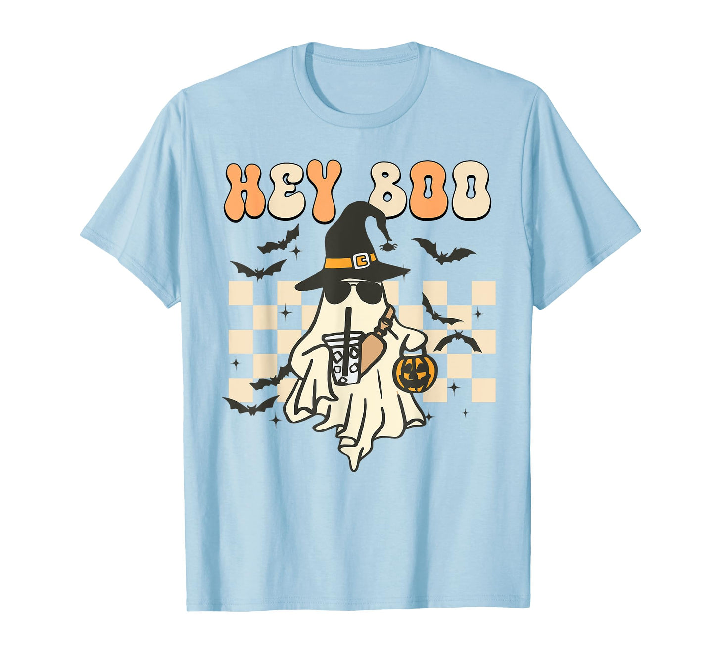 Funny Hey-Boo Shirt Toddler Boy Men Halloween Ghost Coffee T-Shirt