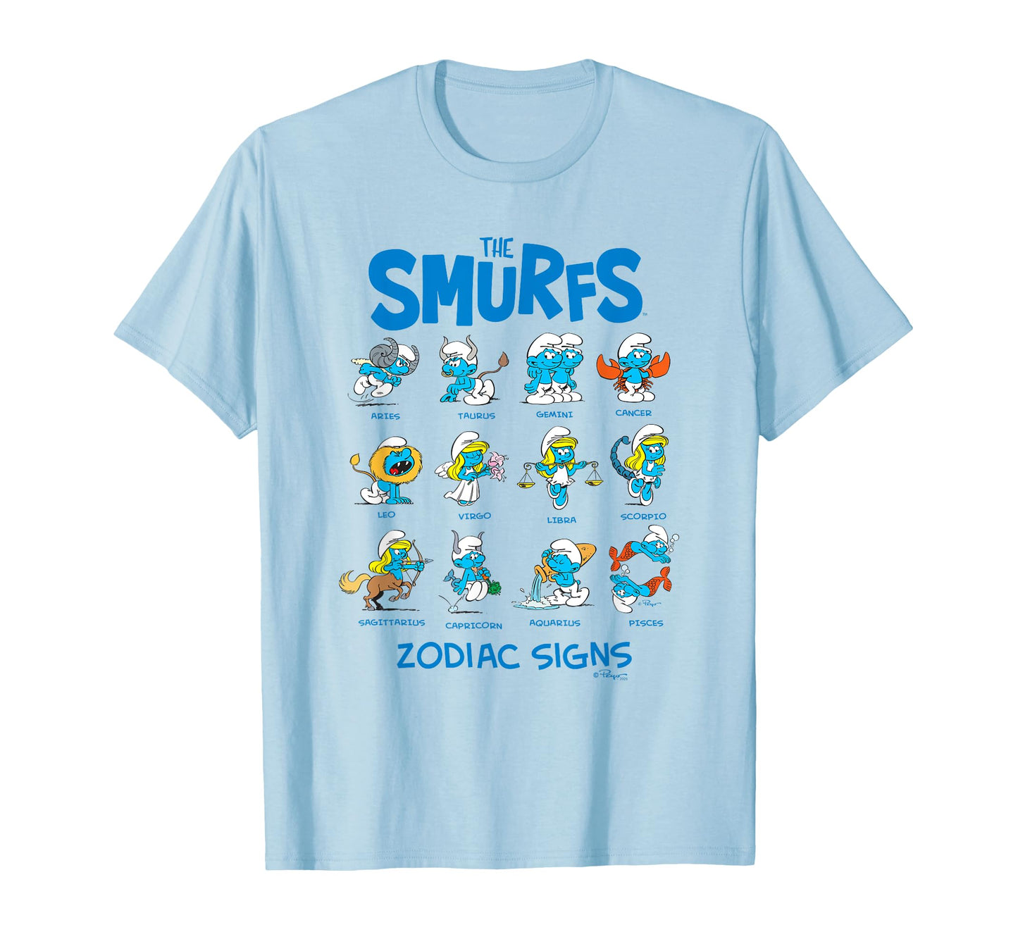 The Smurfs Zodiac Signs Cute Retro Cartoon T-Shirt