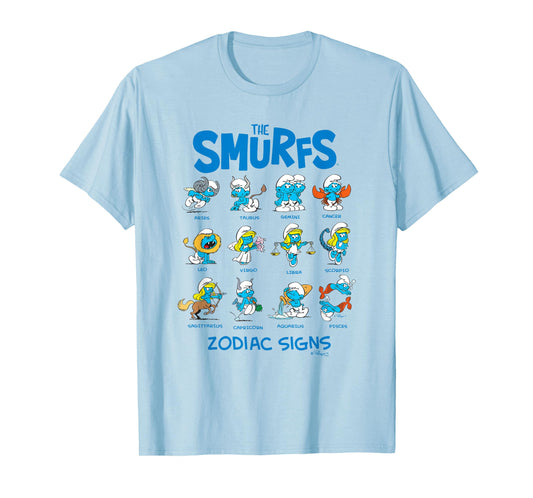 The Smurfs Zodiac Signs Cute Retro Cartoon T-Shirt