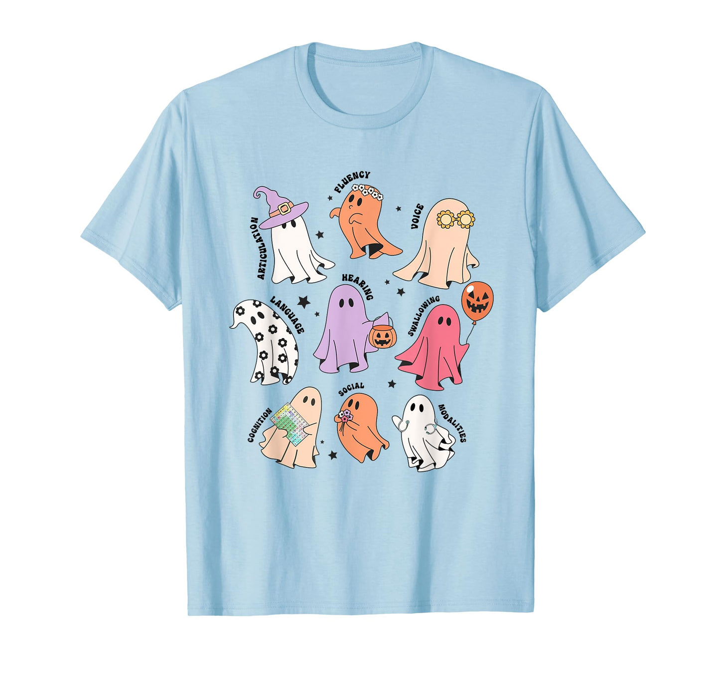 Ghost Friends Halloween AAC SLP Squad Speech Language T-Shirt
