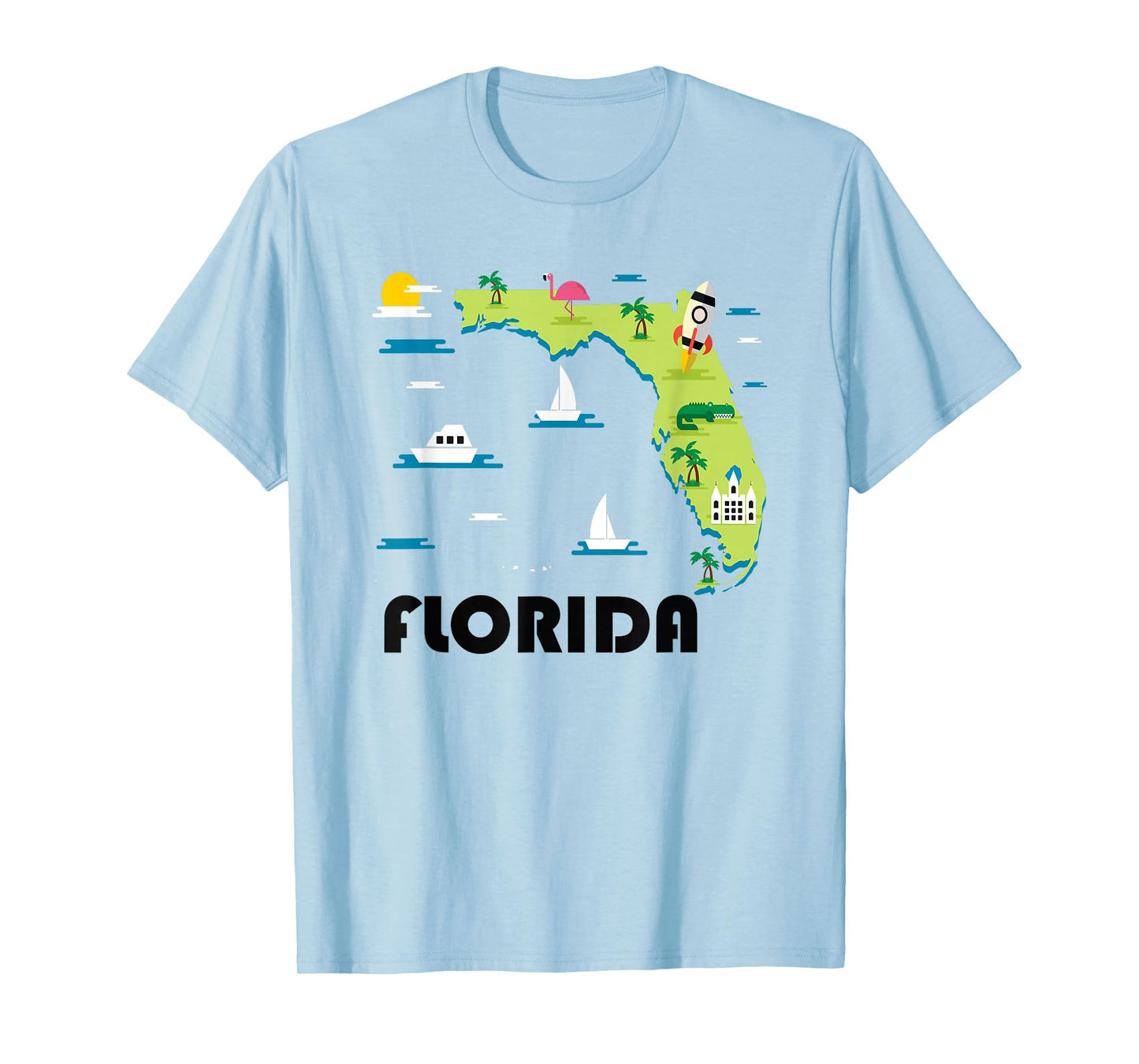 Florida State Home T-shirt Vintage Map Tourist Tee Shirt T-Shirt