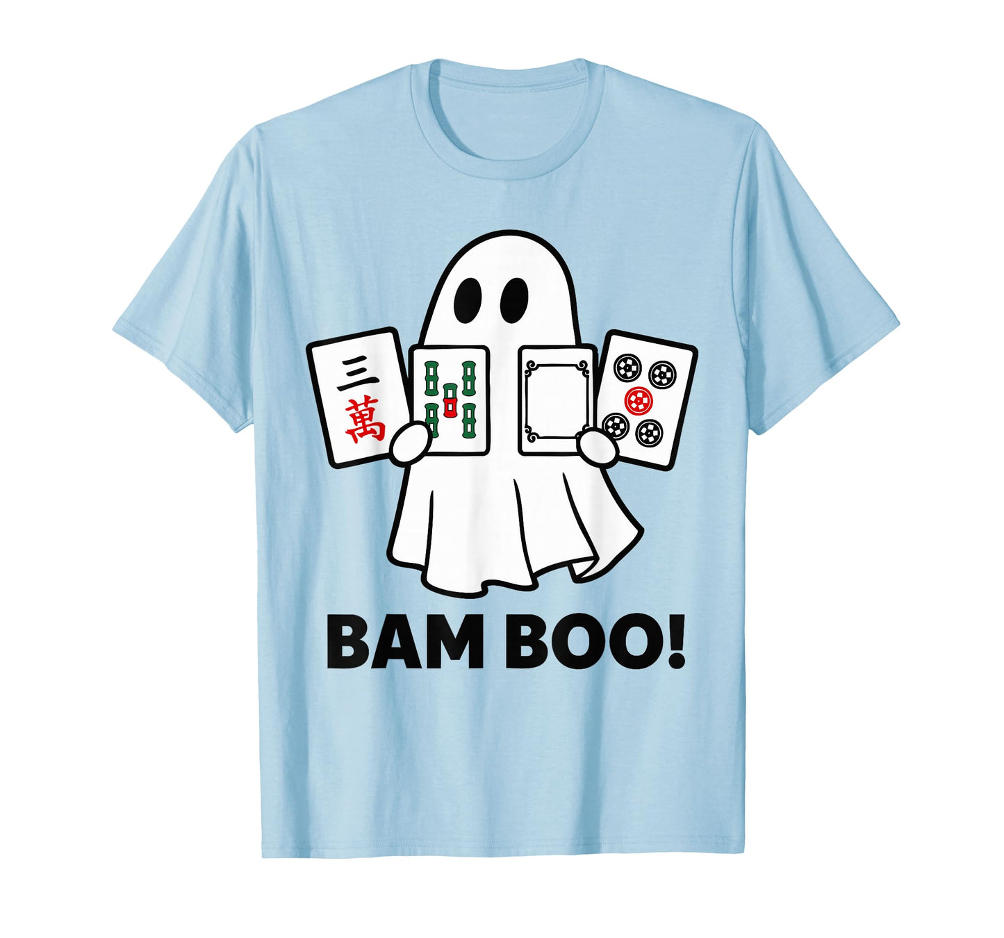 Halloween Ghost Playing Mahjong Spooky Bam Boo Funny Costume T-Shirt