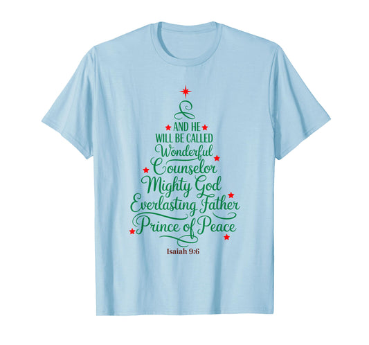He Will Be Called Wonderful Counselor Mighty Christmas Tree T-Shirt