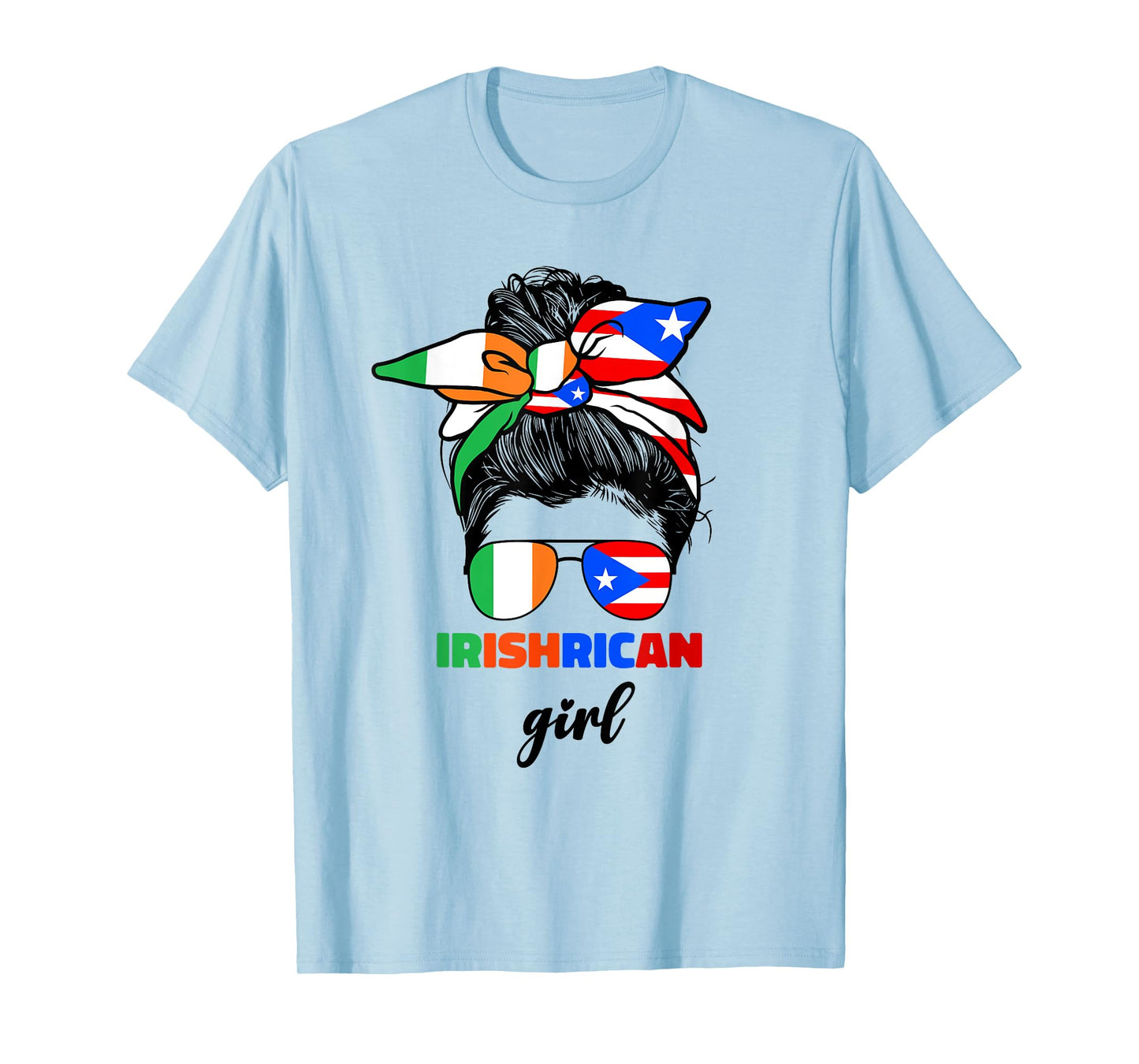 Half Irish And Puerto Rican Rico Ireland Flag Girl For Women T-Shirt