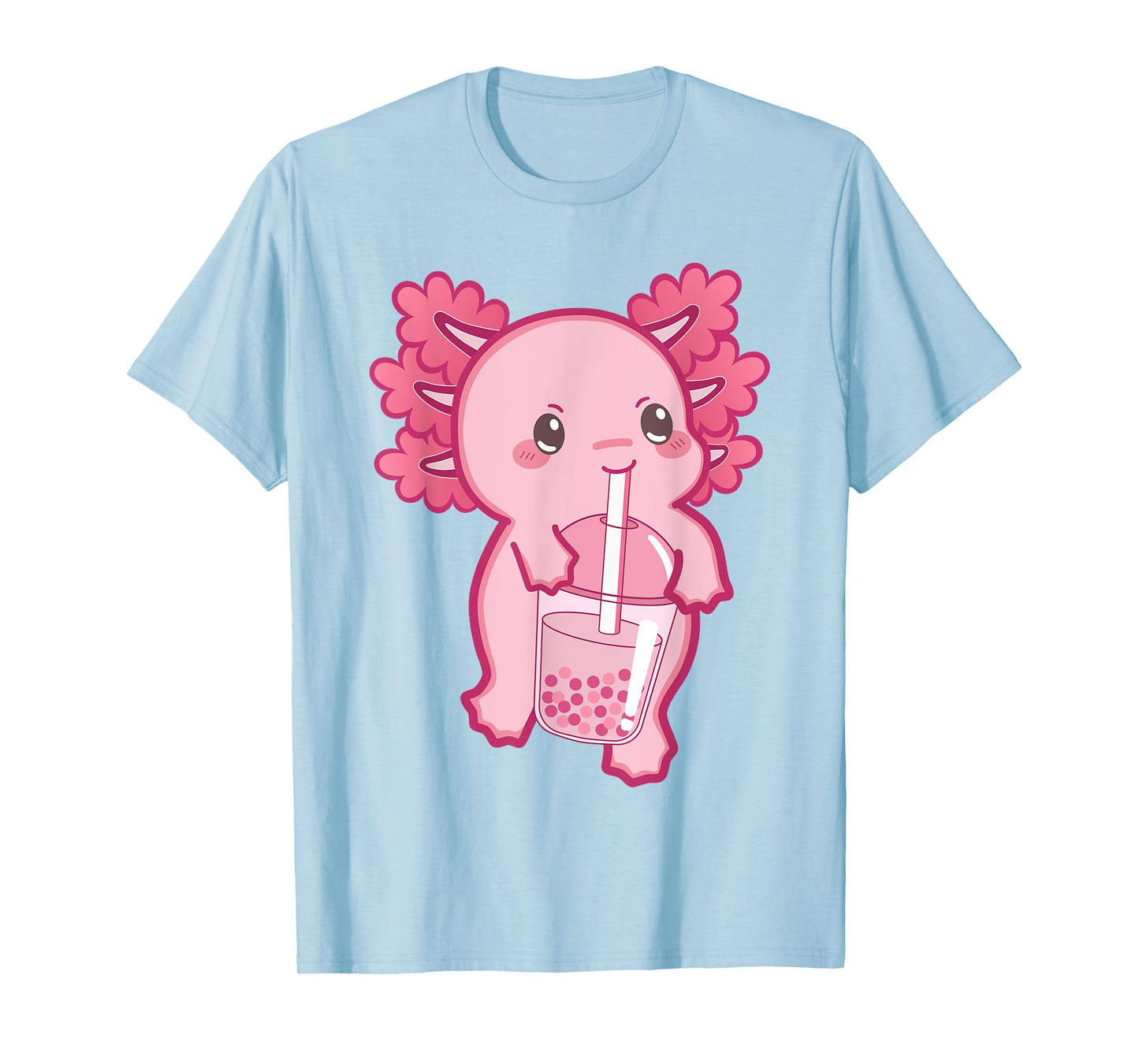 Kawaii Axolotl Boba Bubble Tea Teen Girl Kids Japanese Anime T-Shirt