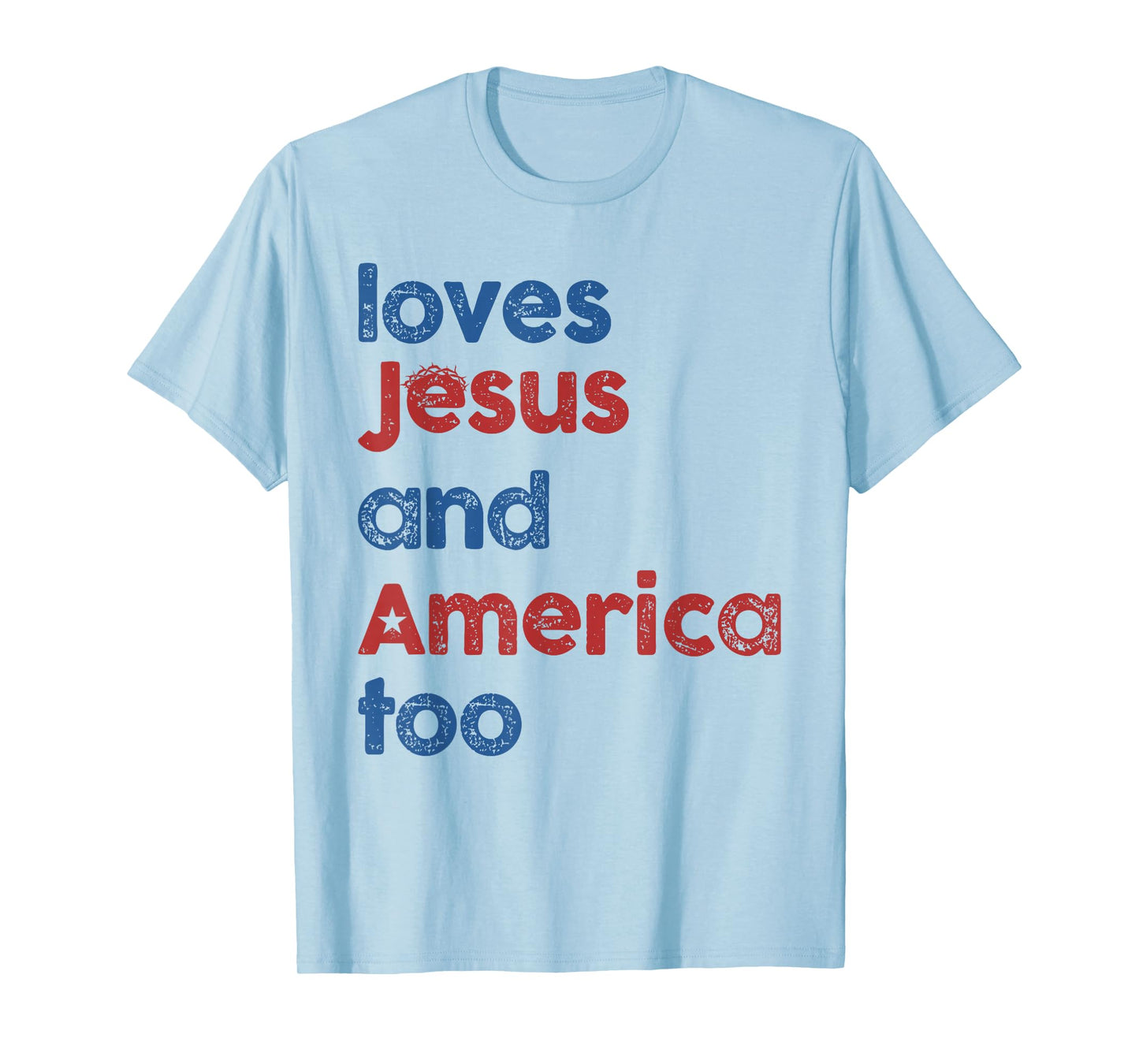 Retro Loves Jesus and America Too 4th Of July Gifts T-Shirt T-Shirt