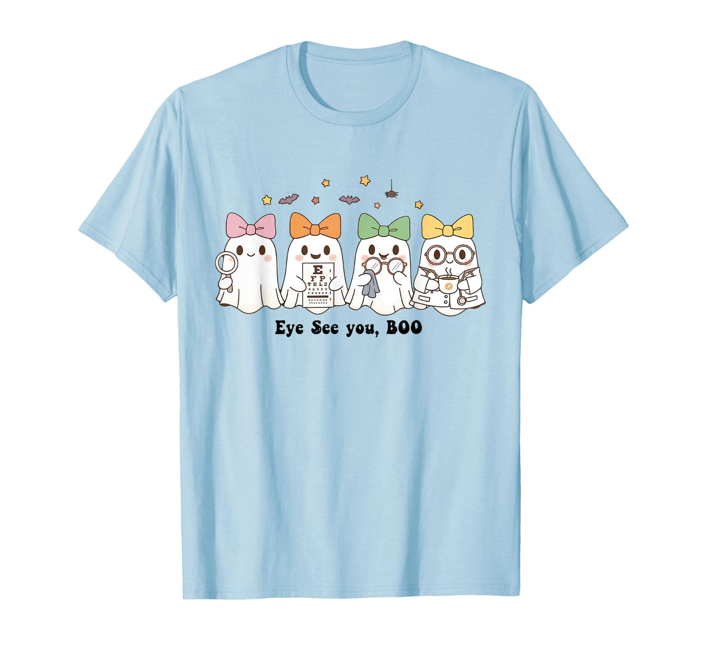 Retro Cute Ghost Optometry Halloween Funny Eye See You Boo T-Shirt