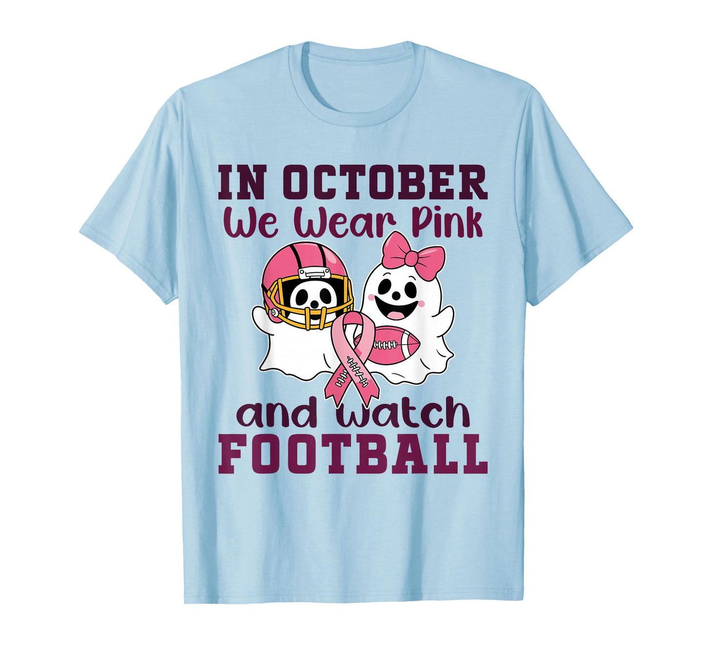 Football Breast Cancer Halloween in October we wear Pink Out T-Shirt