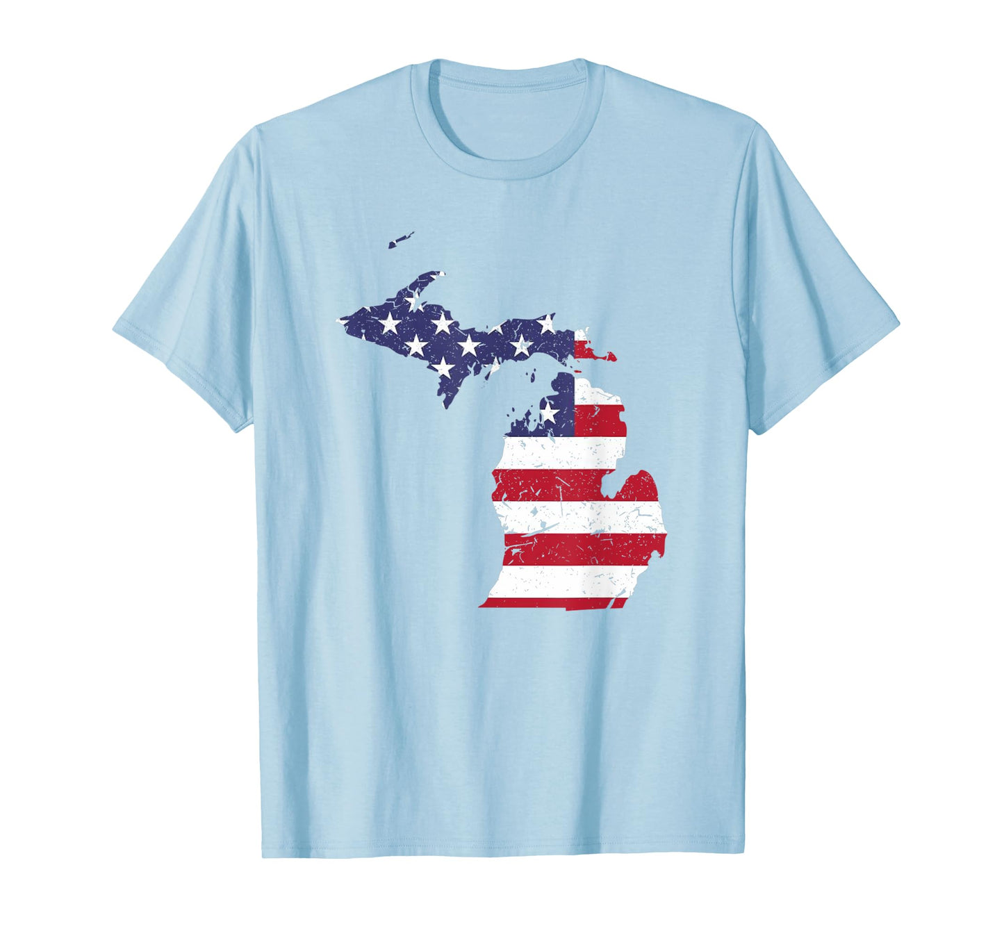 Michigan Map State American Flag Shirt 4th Of July Pride Tee T-Shirt for Women Kids Men