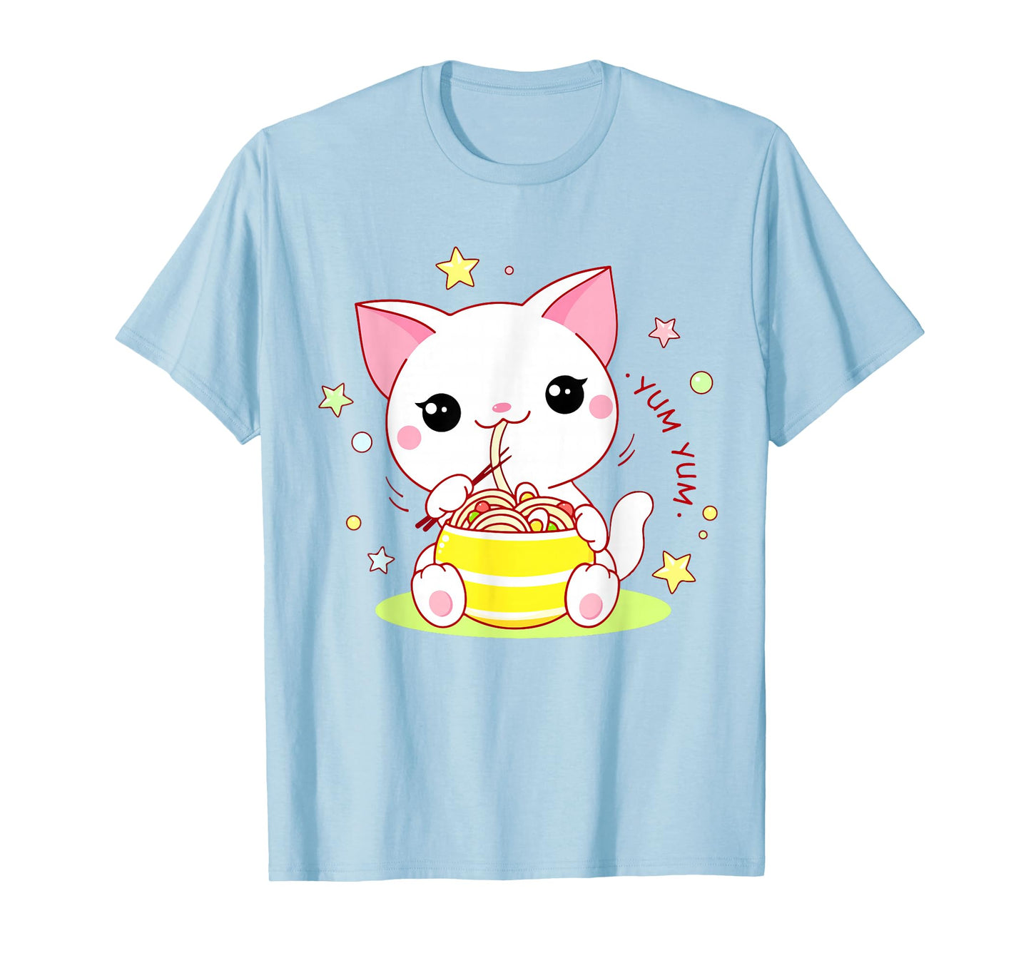 Girl Cat Ramen Noodle Cute Teen Girl Toddler Kawaii Anime T-Shirt