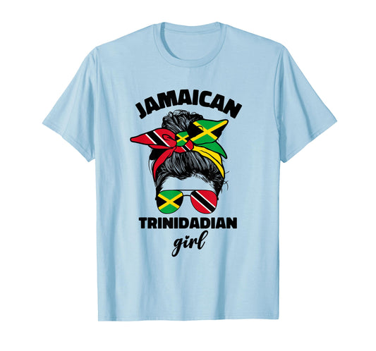 Half Jamaican Trinidadian Jamaica Flag Trinidad and Tobago T-Shirt