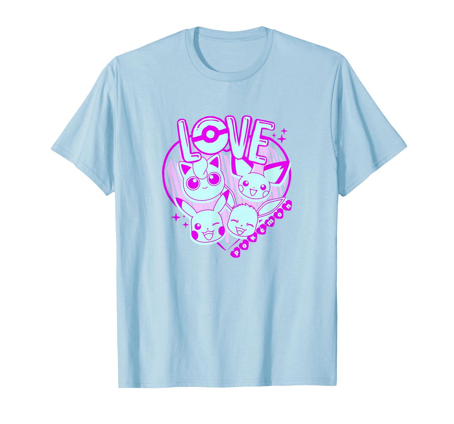 Pokémon Valentine's Day Neon Pink Pocket Monster Sketch T-Shirt