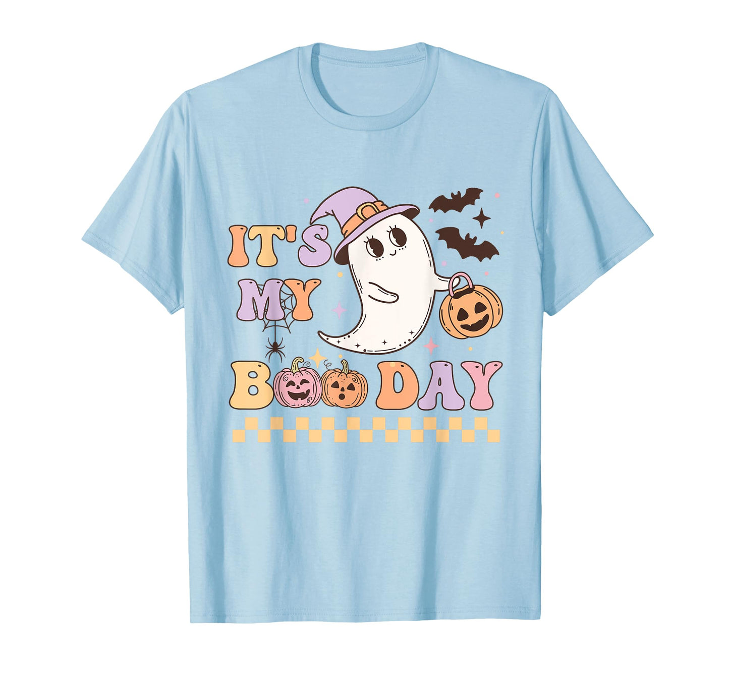 Funny Its My Boo Day Cute Halloween Birthday Ghost Pink Bow T-Shirt