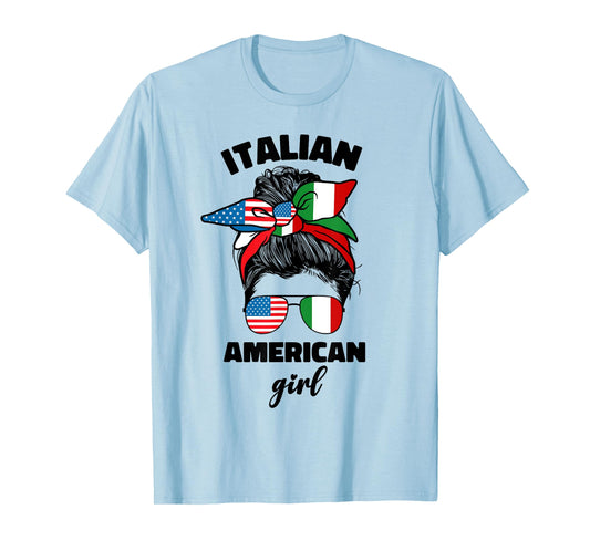 Half American And Italian America Italy Italia Usa Flag Girl T-Shirt