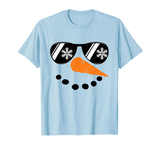 Cool Snowman Face Glasses Christmas Xmas Costume Boy Men T-Shirt