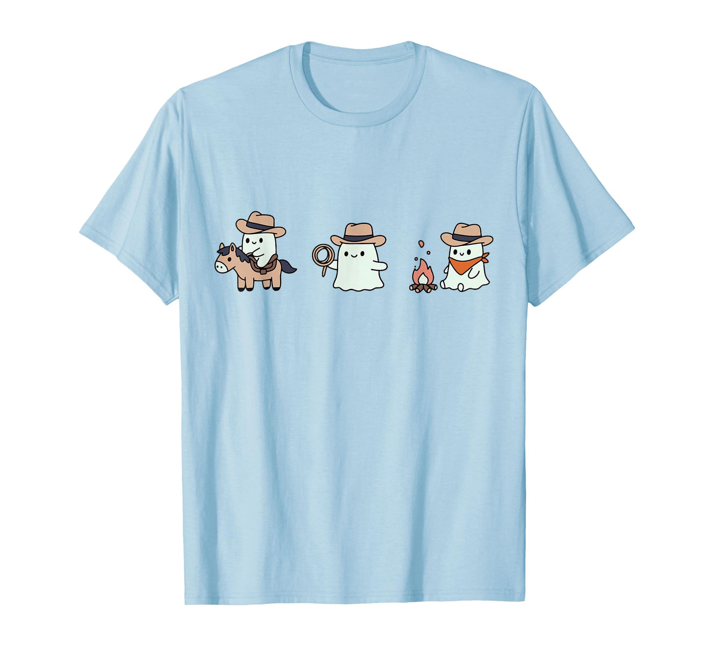Cute Cowboy Ghost Funny Halloween Western Costume T-Shirt