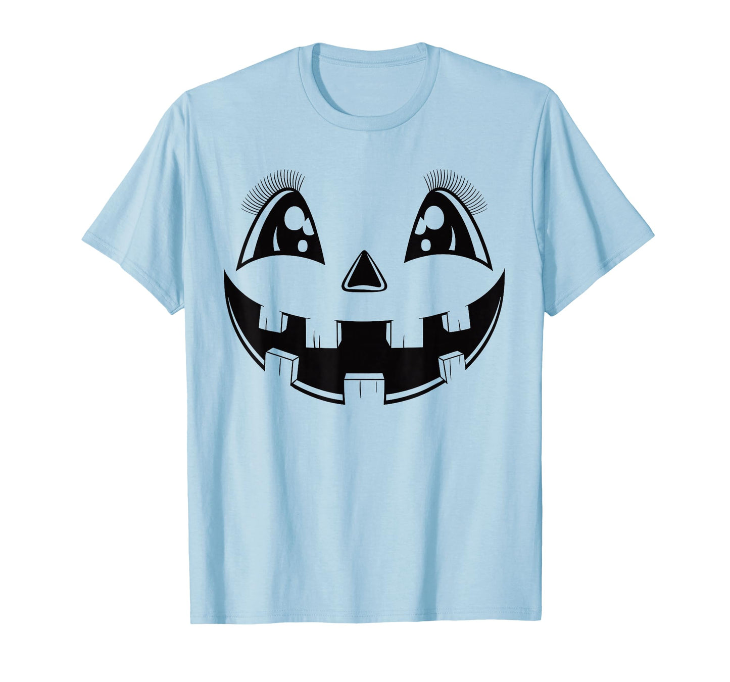 Jack O Lantern Face Pumpkin Eyelashes Hallowen Costume Funny T-Shirt