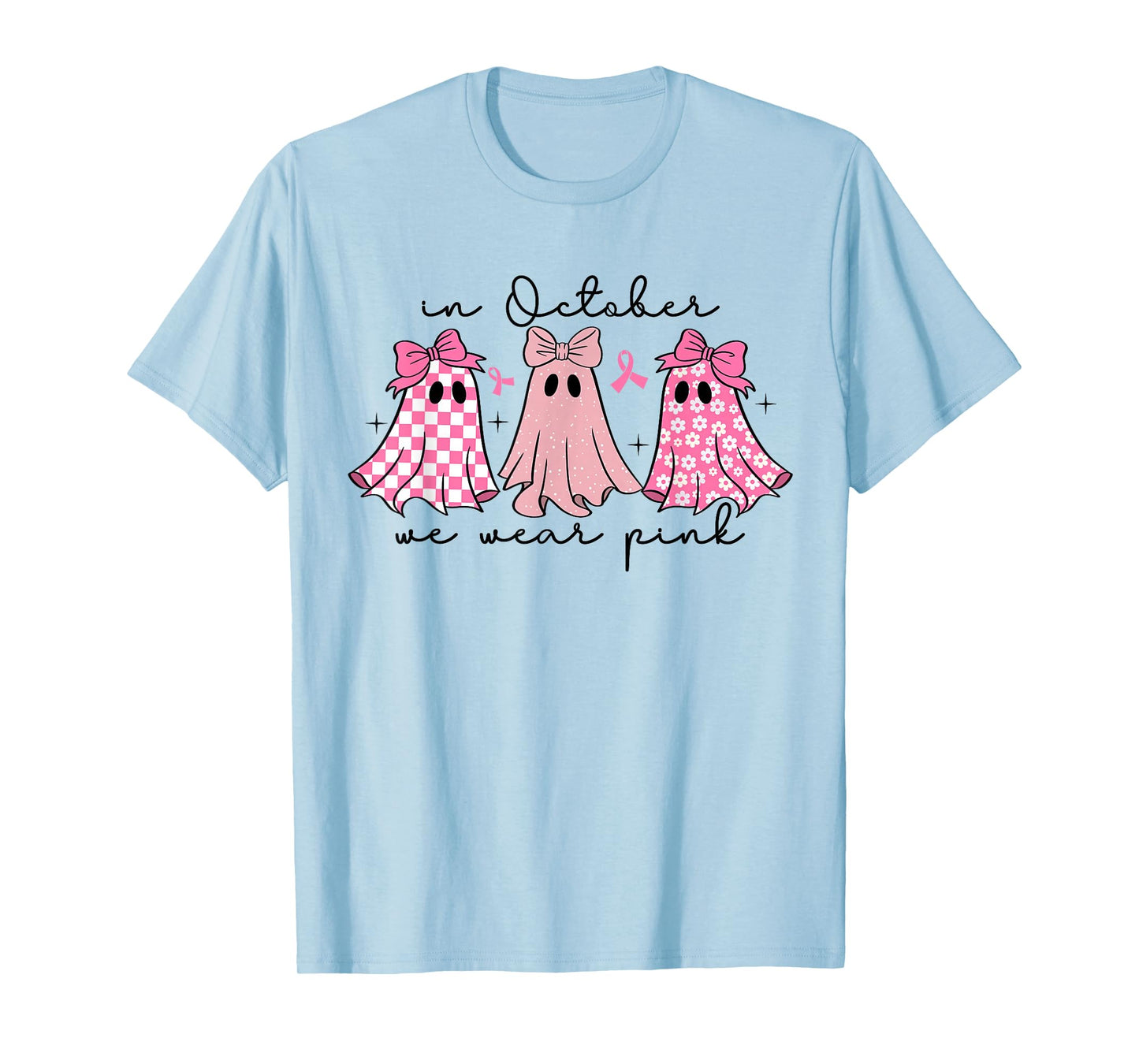 in October We Wear Pink Cute Ghost Women's Kids T-Shirt