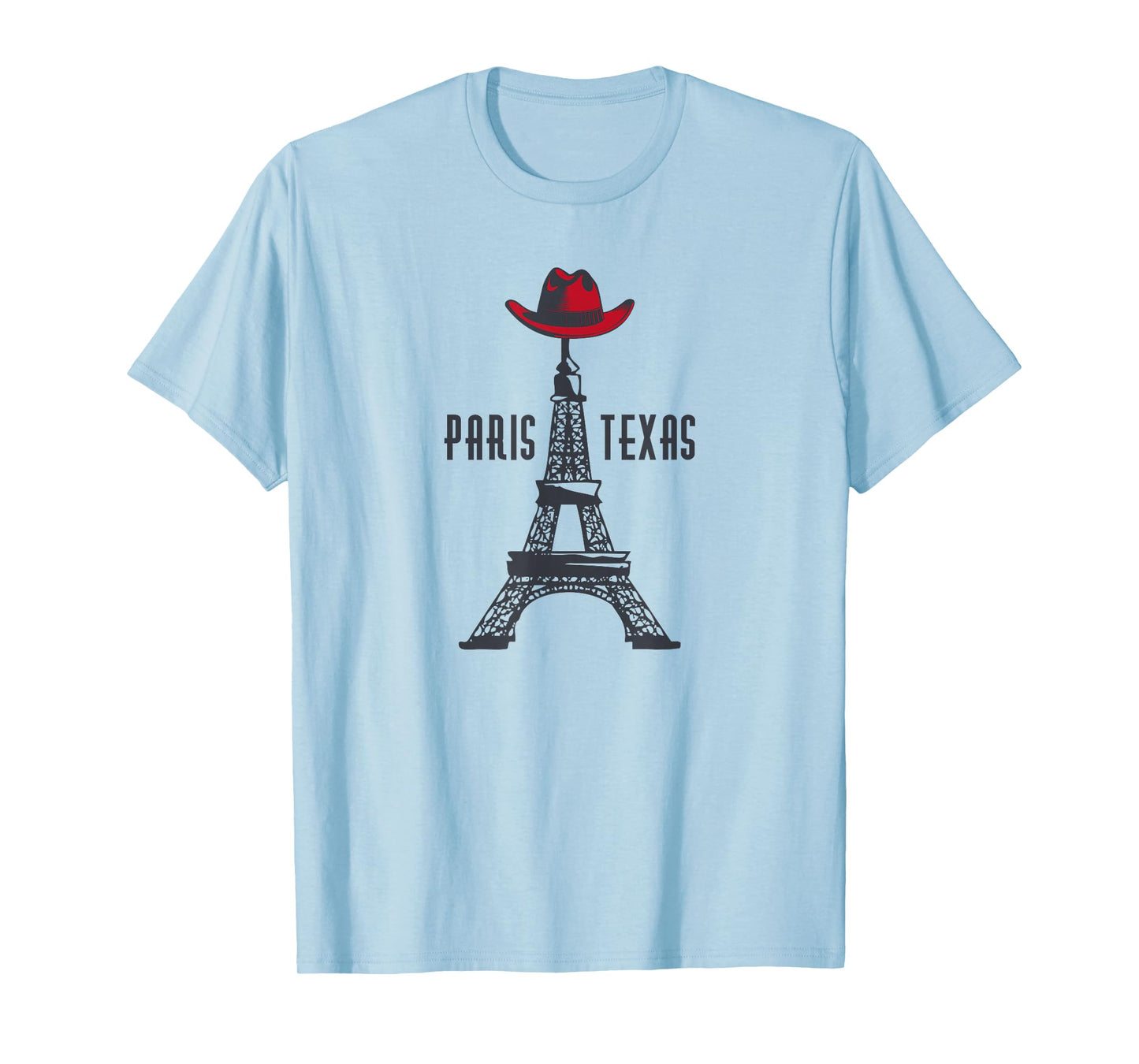 Paris Texas T-shirt - TX Eiffel Tower with Cowboy Hat T-Shirt