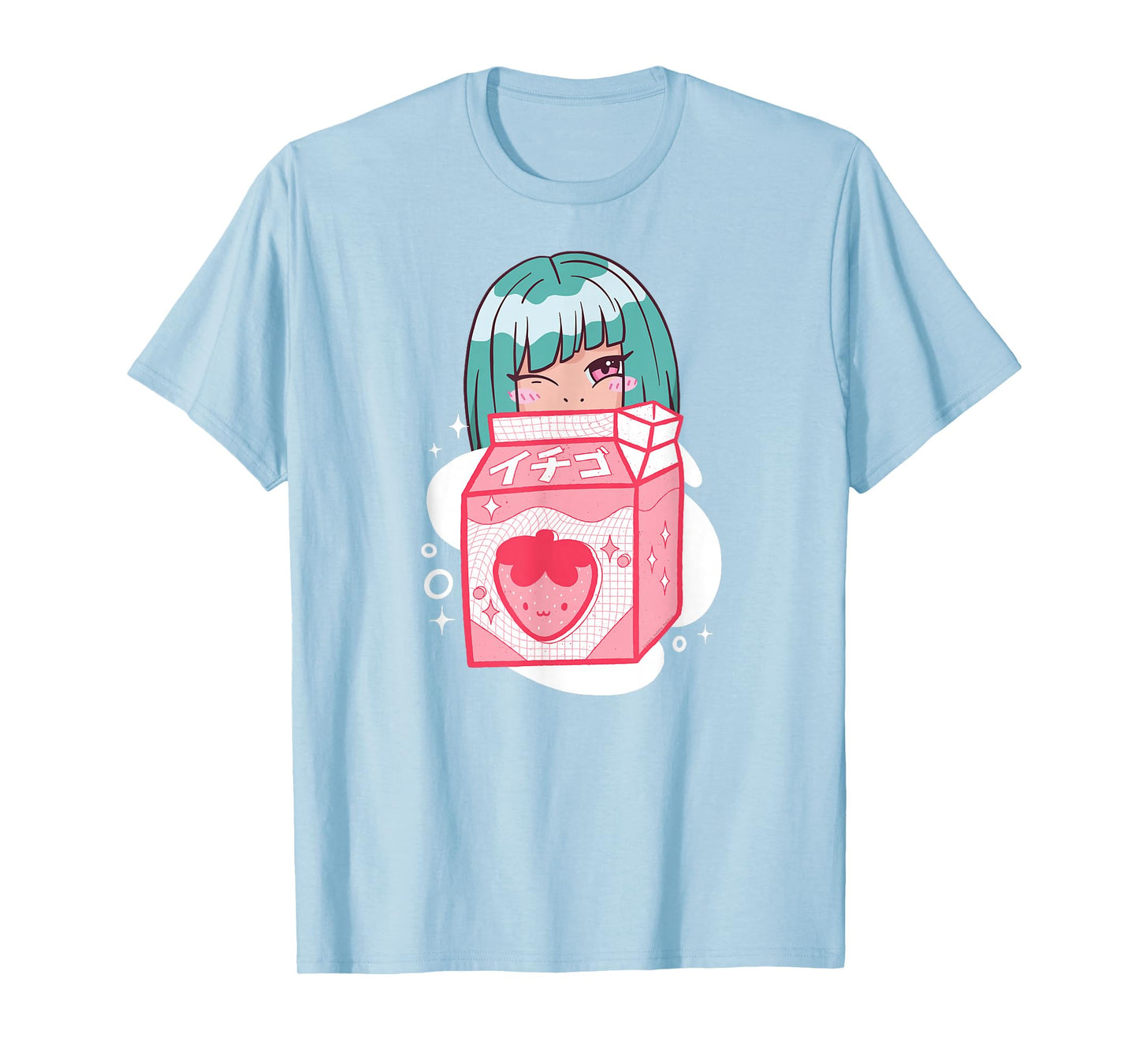 Cute Anime Kawaii Girl with Strawberry Milk - Kawaii Anime T-Shirt