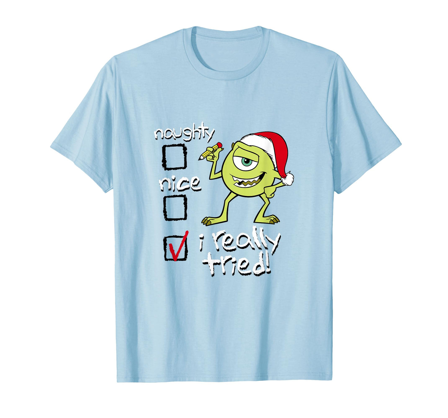 Disney Pixar Monsters, Inc. Christmas I Really Tried! Mike T-Shirt