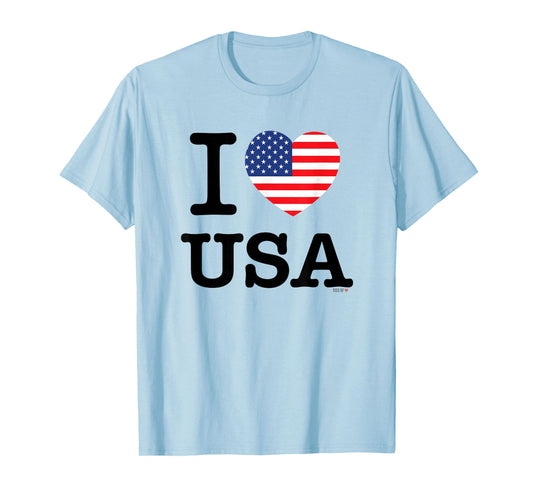 I Love USA T-Shirt, United States of America Flag Heart Tee T-Shirt