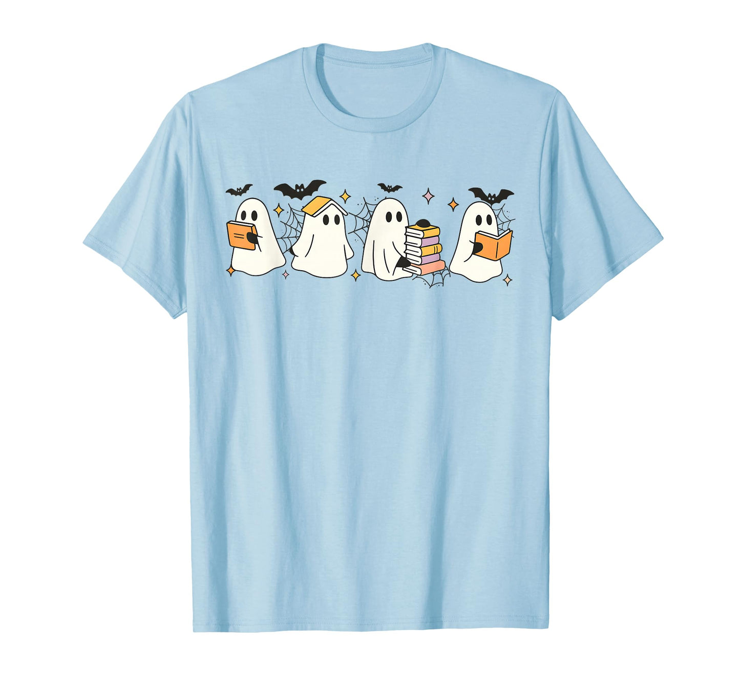 Ghosts Reading Books Library Halloween Teacher Men Women Kid T-Shirt