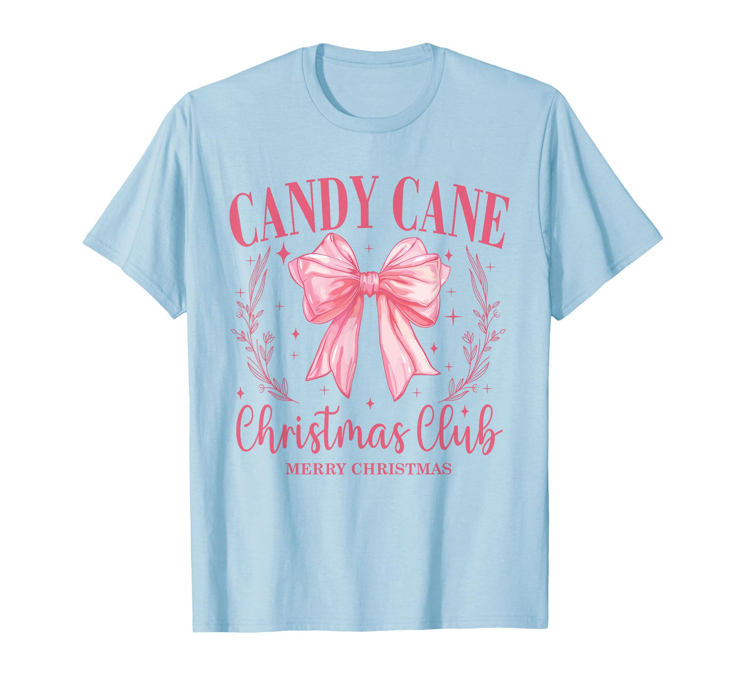 Candy Cane Christmas Club Pink Bow Vintage Christmas T-Shirt