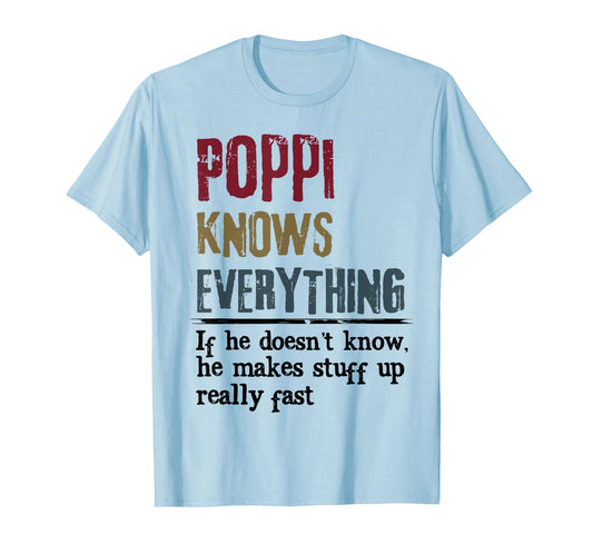 Vintage Poppi Knows Everything Funny Matching Family Group T-Shirt